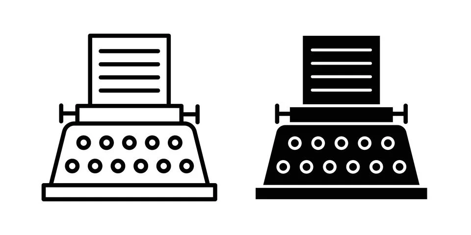 Typewriter icon symbol. Flat and Stroke Vector illustration Stock Illustration