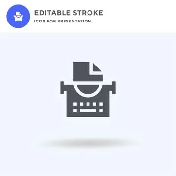 Typewriter icon vector, filled flat sign, solid pictogram isolated on white,  Illustrazione stock