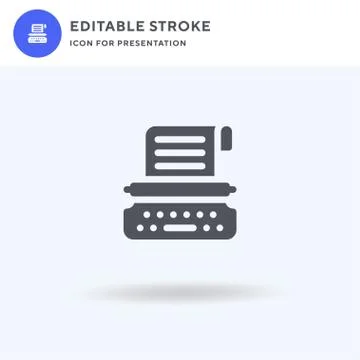 Typewriter icon vector, filled flat sign, solid pictogram isolated on white Illustrazione stock