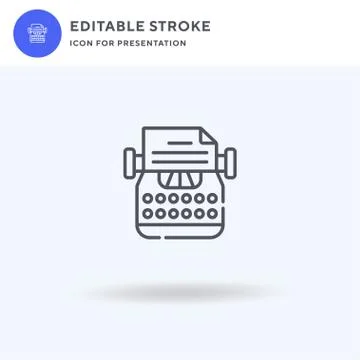 Typewriter icon vector, filled flat sign, solid pictogram isolated on white Illustrazione stock