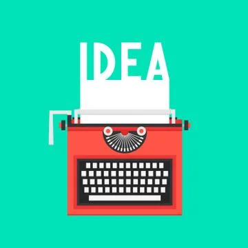 Typewriter with idea text on white sheet Stock Illustration