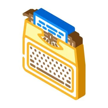 Typewriter industry isometric icon vector illustration Stock Illustration