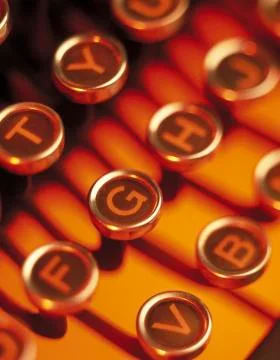 TYPEWRITER KEYS IN CLOSE UP Stock Photos