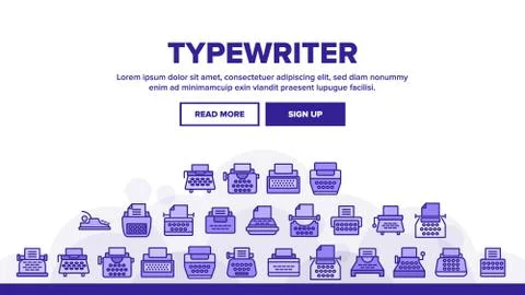 Typewriter Landing Header Vector Stock Illustration