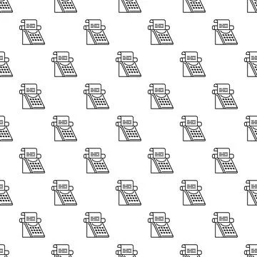 Typewriter line icon seamless pattern creating retro background Illustrazione stock