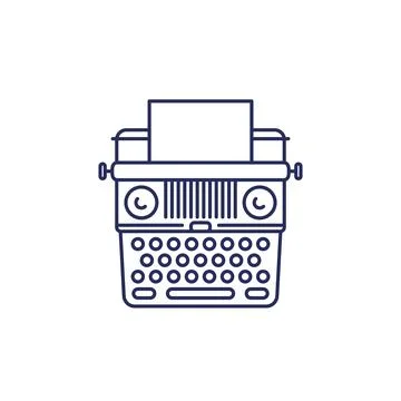 Typewriter line icon on white 스톡 일러스트