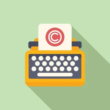 Typewriter machine copyright icon flat vector. Information protection Stock Illustration
