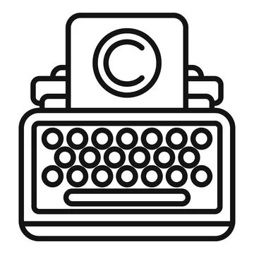 Typewriter machine copyright icon outline vector. Information protection Stock Illustration