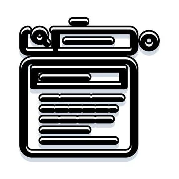 Typewriter machine creating text document outline icon Illustrazione stock