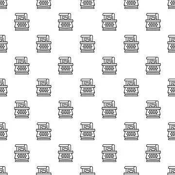 Typewriter machine writing vintage mechanical seamless pattern Stockillustratie
