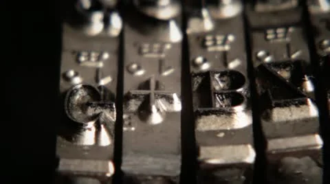 Typewriter. Metal types in close-up. Stock Footage 10823089
