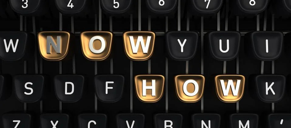 Typewriter with NOW HOW buttons Stock Illustration