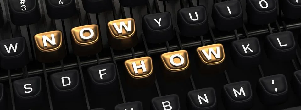 Typewriter with NOW HOW buttons Stock Illustration