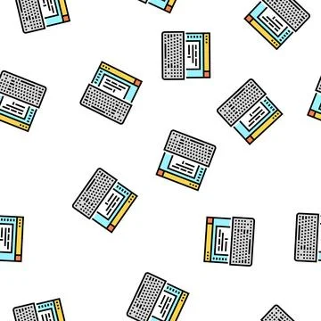 Typewriter occupation vector seamless pattern Stock Illustration