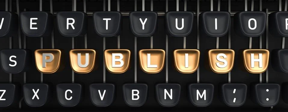 Typewriter with PUBLISH buttons Stock Illustration