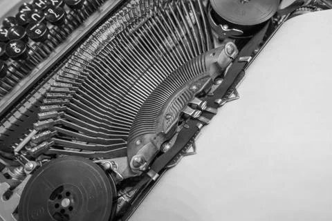 Typewriter ready for use with blank paper installed Stock Photos