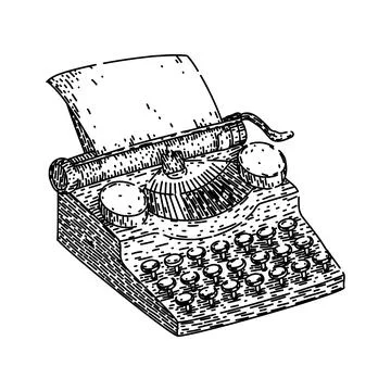 Typewriter retro technology devices sketch hand drawn vector Stock Illustration