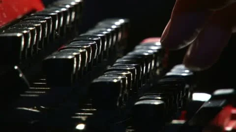 Typewriter, side, hands Stock Footage 12367900