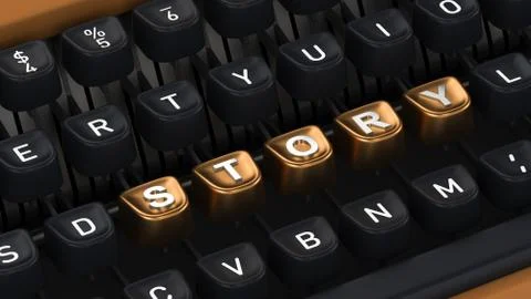 Typewriter with STORY buttons Stock Illustration