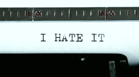 Typewriter. Typing text: i hate it Stock Footage 47939093