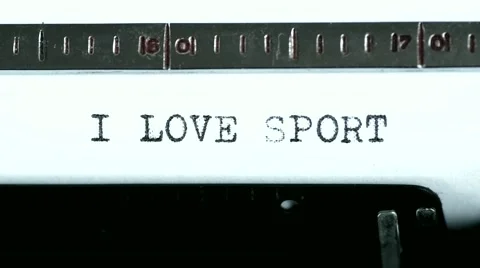 Typewriter. Typing text: i love sport Video stock 47938518