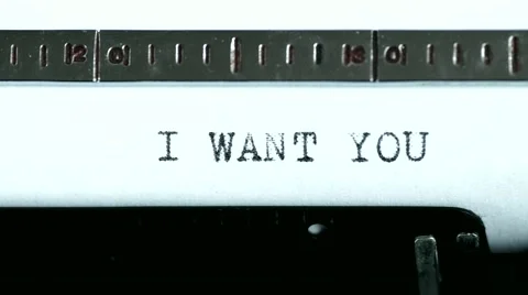 Typewriter. Typing text: i want you Stock Footage 47939077
