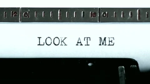 Typewriter. Typing text: look at me Stock Footage 47938794