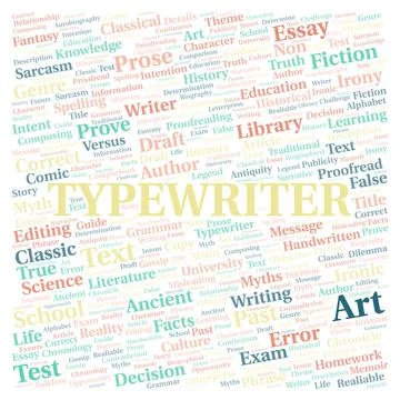 Typewriter typography word cloud create with the text only Stock Illustration