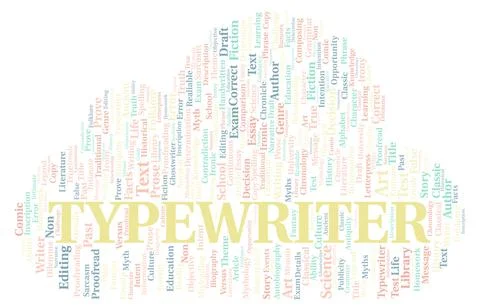 Typewriter typography word cloud create with the text only Stock Illustration