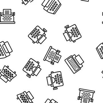 Typewriter Vector Seamless Pattern Illustrazione stock