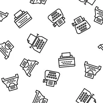 Typewriter Vector Seamless Pattern Stock Illustration
