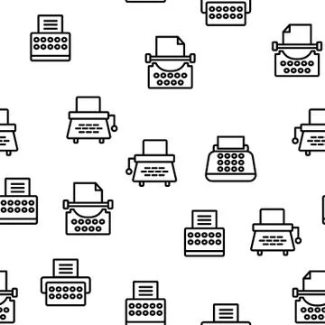 Typewriter Vector Seamless Pattern Stock Illustration