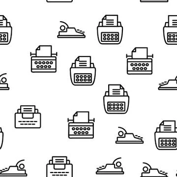 Typewriter Vector Seamless Pattern Illustrazione stock