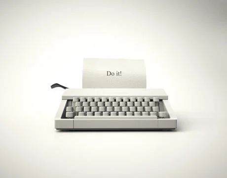 Typewriter on white background, displaying the motivational message: 'Do it'. Stock Illustration