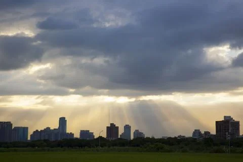 Typhoon, cloud layer, city, architecture, color cloud Stock Photos