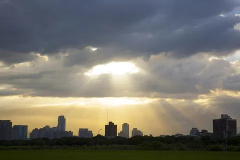 Typhoon, cloud layer, city, architecture, color cloud Stock Photos