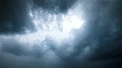 Typhoon day in summer. Fast moving dark clouds in blue sky. Stock Footage 219409041