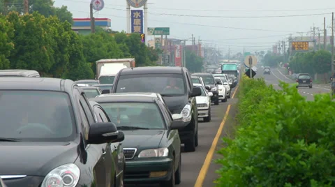 Typhoon evacuation traffic Stock Footage 30561396