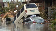 Typhoon Haiyan Yolanda Aftermath Cars Stack On Top Of Each Other Stock Footage