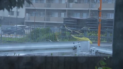 Typhoon Jebi Wind Blows Bridge (2) Video stock 94727180