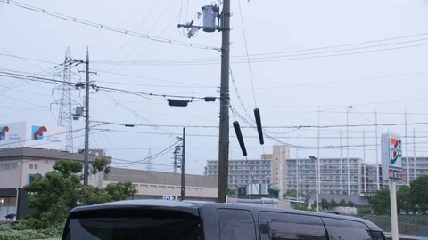 Typhoon Jebi Wind Blows Powerlines Stock Footage 94727645