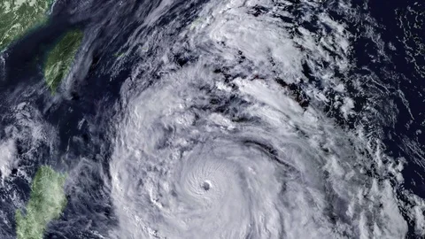 Typhoon Kong-rey moves towards the Japan, 260 mph, Cat 5 - 10/3/2018 - 3840x2160 Stock Footage 95939556