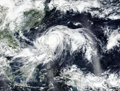 Typhoon Mangkhut in Philippines. Elements of this image furnished by NASA Stock Photos