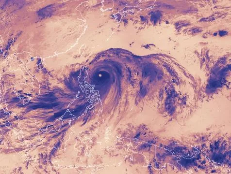 Typhoon Mangkhut in Philippines. Elements of this image furnished by NASA ... Stock Photos