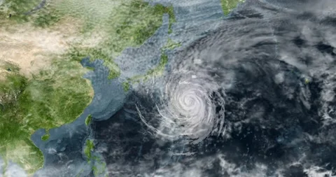 A typhoon, mature tropical cyclone that develops in the Northern Hemisphere near Stock Footage 168717069