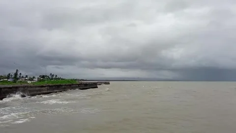 Typhoon in the Philippines. Big waves. Stock Footage 327021066