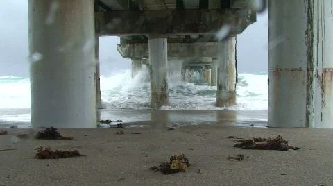 Typhoon Pier Stock Footage 586039