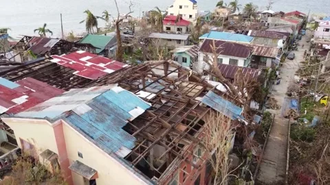 Typhoon Rai (Odette) Devastation Dinagat Town Dinagat Islands 2 Stock Footage 167685366