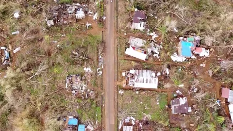 Typhoon Rai (Odette) Devastation San Jose Town Dinagat Islands 3 Stock Footage 167685675