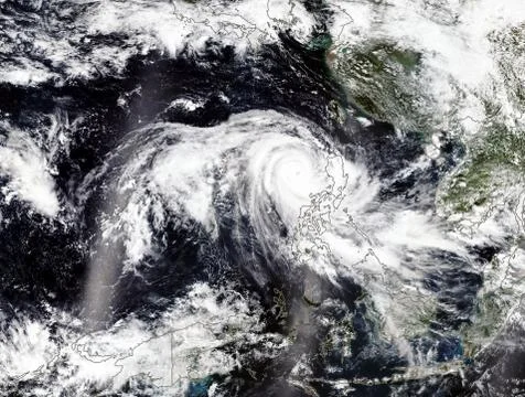 Typhoon from space. Satellite view. Elements of this image furnished by NASA Foto stock